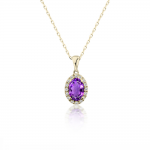 Solitaire necklace 18K gold with amethyst 0.34ct and diamonds 0.07ct, ko5943 NECKLACES Κοσμηματα - chrilia.gr