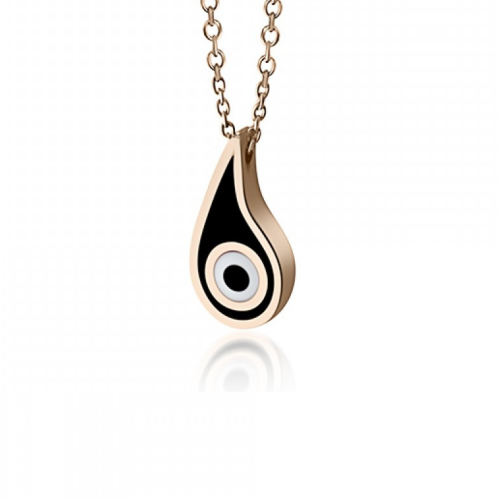 Eye necklace, Κ9 pink gold with enamel, ko3800 NECKLACES Κοσμηματα - chrilia.gr