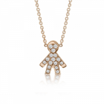 Necklace for mum, K18 pink gold with boy and diamonds 0.16ct, VS1, H, ko4241 NECKLACES Κοσμηματα - chrilia.gr