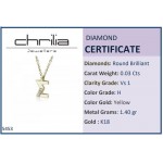 Monogram necklace Σ, Κ18 gold with diamonds 0.03ct, VS1, H and enamel, ko5453 NECKLACES Κοσμηματα - chrilia.gr