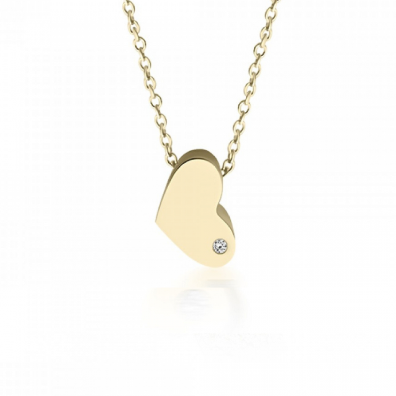 Heart necklace, Κ9 gold with zircon, ko5470 NECKLACES Κοσμηματα - chrilia.gr