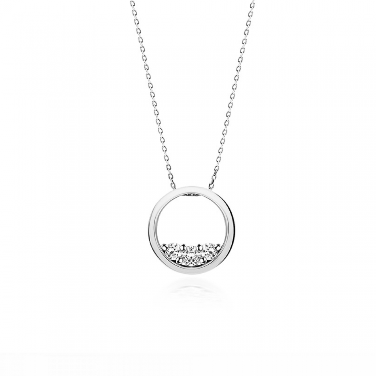 Round necklace, Κ18 white gold with diamonds 0.15ct, SI1, H ko5628 NECKLACES Κοσμηματα - chrilia.gr