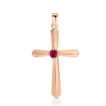 Baptism cross K18 pink gold with ruby 0.10ct, st4069 CROSSES Κοσμηματα - chrilia.gr