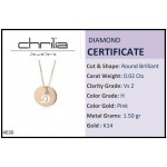 Monogram necklace Δ in round disk , Κ14 pink gold with diamond 0.02ct, VS2, H ko4630 NECKLACES Κοσμηματα - chrilia.gr