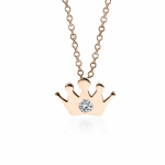 Crown necklace, Κ14 pink gold with diamond 0.02ct, VS2, H pk0190 NECKLACES Κοσμηματα - chrilia.gr