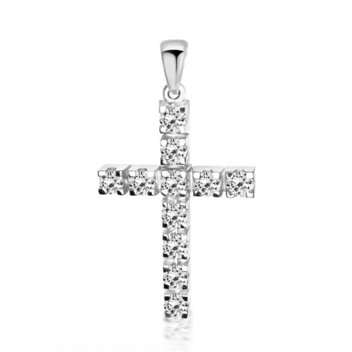 Baptism cross K18 white gold with diamonds 0.54ct, VS1, G st4073 CROSSES Κοσμηματα - chrilia.gr