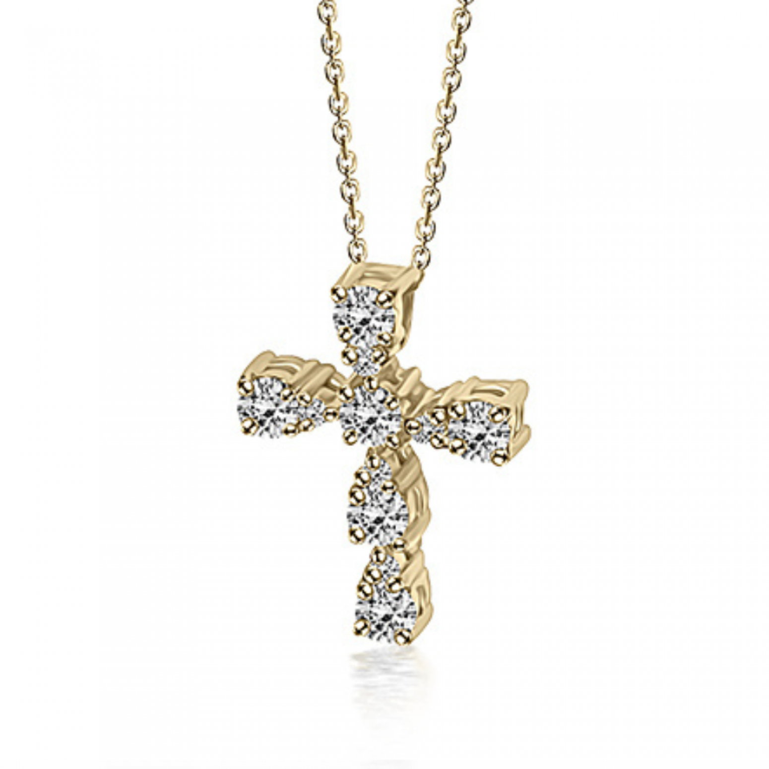 Baptism cross with chain K14 gold with diamonds 0.29ct, VS2, H st4074 CROSSES Κοσμηματα - chrilia.gr