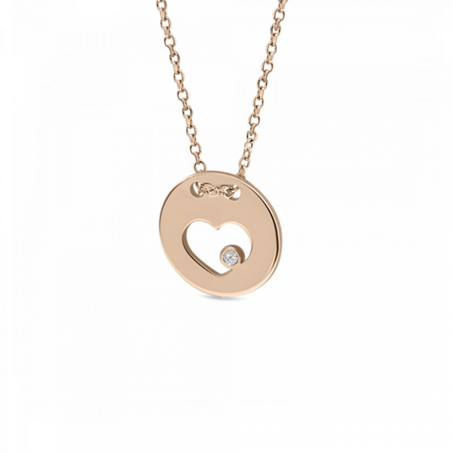 Heart necklace, Κ14 pink gold with diamond 0.006ct, VS2, H ko4716 NECKLACES Κοσμηματα - chrilia.gr