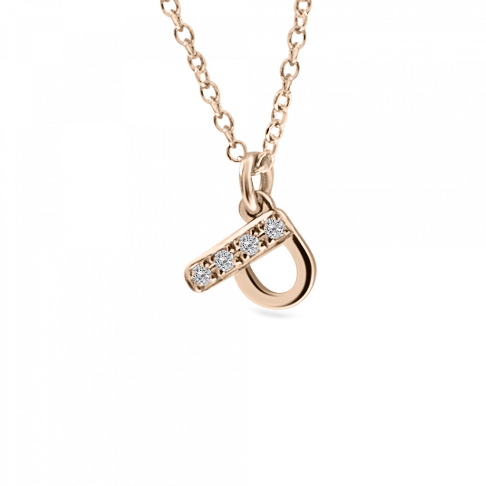 Monogram necklace Ρ, Κ14 pink gold with diamonds 0.02ct, VS2, H ko4893 NECKLACES Κοσμηματα - chrilia.gr