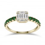 Solitaire ring 18K gold with emeralds0.28ct and diamonds 0.28ct, VVS1, F da4203 ENGAGEMENT RINGS Κοσμηματα - chrilia.gr