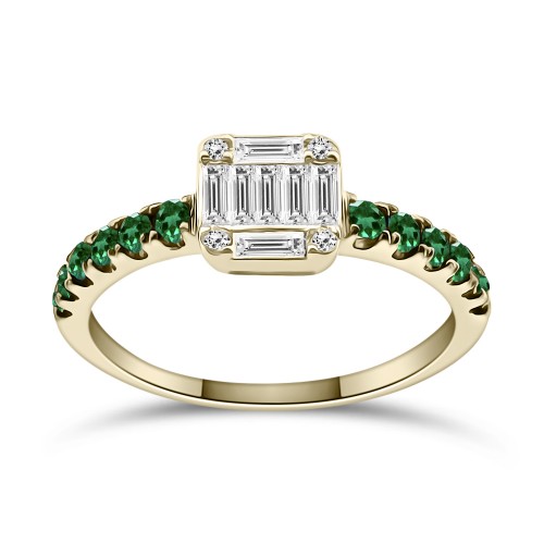 Solitaire ring 18K gold with emeralds0.28ct and diamonds 0.28ct, VVS1, F da4203 ENGAGEMENT RINGS Κοσμηματα - chrilia.gr