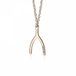 Wishbone necklace, Κ14 pink gold with diamond 0.005ct, VS2, H ko5006 NECKLACES Κοσμηματα - chrilia.gr