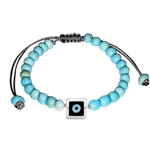 Men bracelet, with corian eye 14K white gold with turquoise, br2488 BRACELETS Κοσμηματα - chrilia.gr