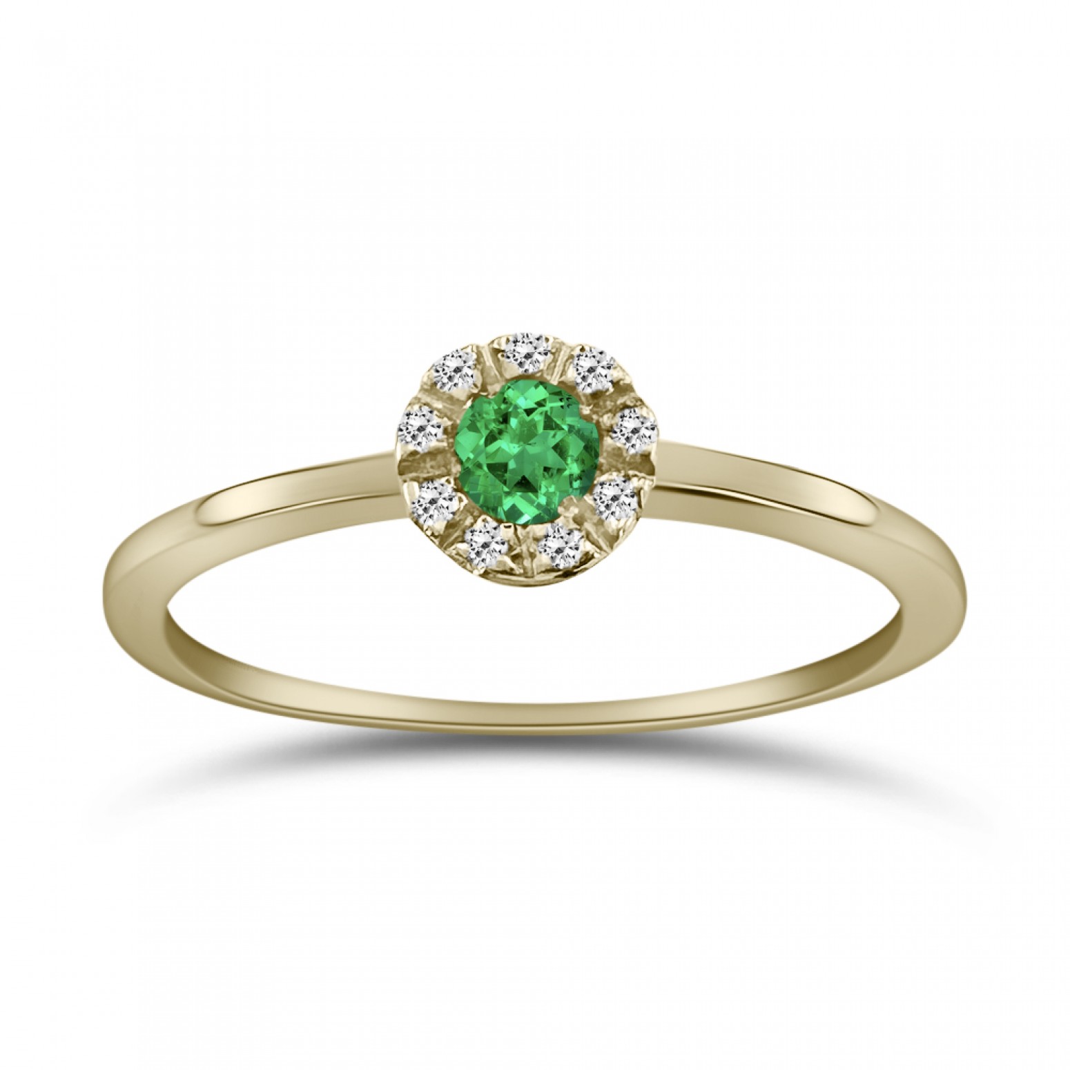 Solitaire ring 18K gold with emerald 0.12ct and diamonds SI1, H da4094 ENGAGEMENT RINGS Κοσμηματα - chrilia.gr