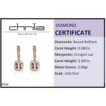 Hoop earrings 18K pink gold with morganite 3.00ct and diamonds 0.08ct, SI1, G, sk4026 EARRINGS Κοσμηματα - chrilia.gr