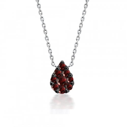 Drop necklace, Κ14 white gold with rubies, 0.47ct, ko5189 NECKLACES Κοσμηματα - chrilia.gr