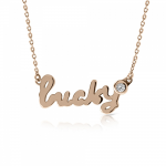 Lucky necklace, Κ14 pink gold with diamond 0.02ct, VS2, H pk0102 NECKLACES Κοσμηματα - chrilia.gr