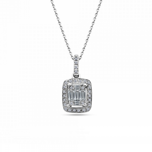 Multistone necklace 18K white gold with diamonds 0.30ct, VVS1, E from IGL me2133 NECKLACES Κοσμηματα - chrilia.gr