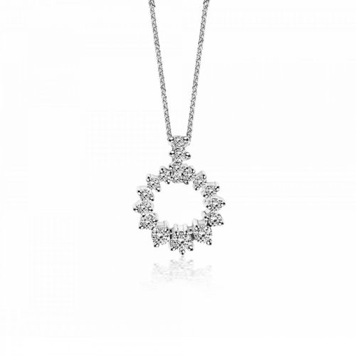 Multistone necklace 18K white gold with diamonds 0.55ct, VS1, G me2178 NECKLACES Κοσμηματα - chrilia.gr