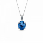 Solitaire oval necklace, Κ18 white gold with sapphire 0.85ct and diamond 0.03ct, VS1, G, me2269 NECKLACES Κοσμηματα - chrilia.gr