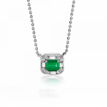 Multistone necklace Κ18 white gold with emerald 0.60ct and diamond 0.20ct, VS1, H, me2289 NECKLACES Κοσμηματα - chrilia.gr