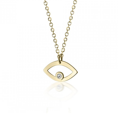 Eye neclace, Κ14 gold with diamonds 0.02ct, VS2, H ko4499 NECKLACES Κοσμηματα - chrilia.gr