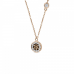 Eye necklace, Κ18 pink gold with brown and white diamonds 0.11ct, VS2, H ko4516 NECKLACES Κοσμηματα - chrilia.gr