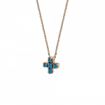 Cross necklace, Κ18 pink gold with blue diamonds 0.05ct, ko4583 NECKLACES Κοσμηματα - chrilia.gr