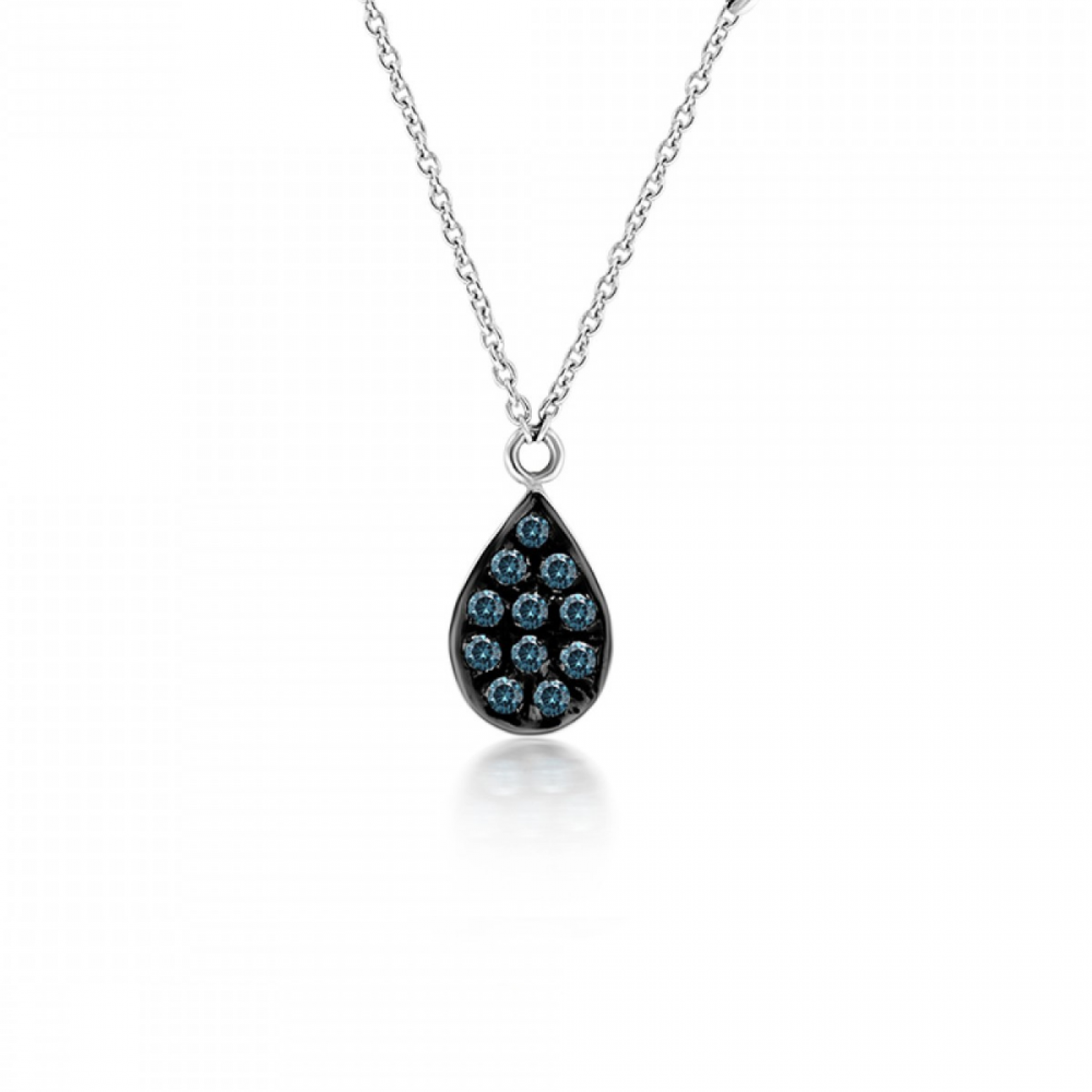 Drop necklace, Κ18 white gold with blue diamonds 0.07ct, ko4796 NECKLACES Κοσμηματα - chrilia.gr