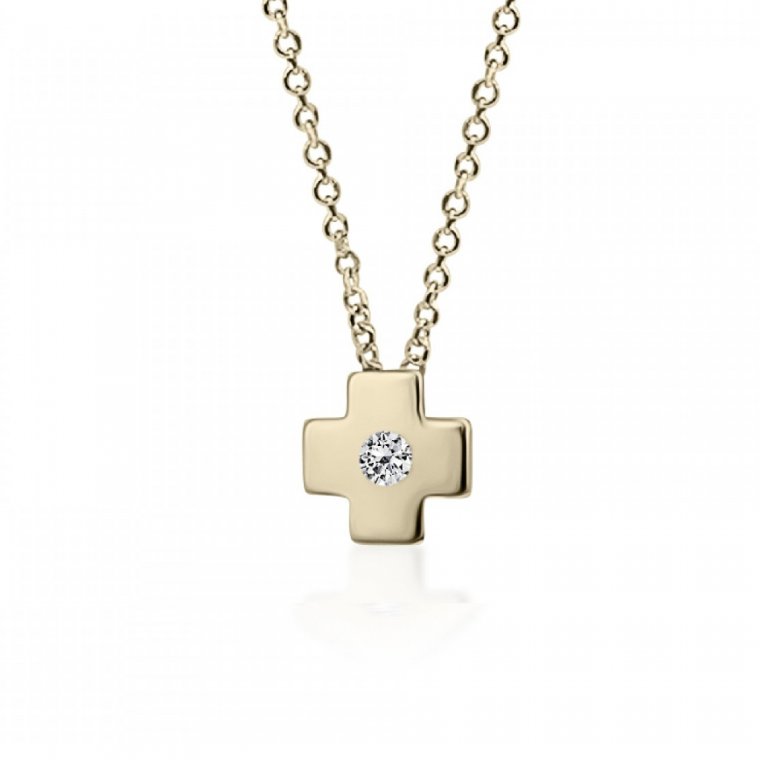 Cross neclace, Κ14 gold with diamonds 0.02ct, VS2, H ko4998 NECKLACES Κοσμηματα - chrilia.gr