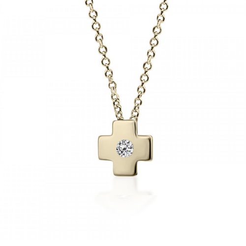 Cross neclace, Κ14 gold with diamonds 0.02ct, VS2, H ko4998 NECKLACES Κοσμηματα - chrilia.gr