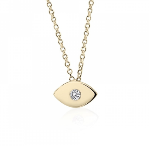 Eye neclace, Κ14 gold with diamonds 0.02ct, VS2, H ko4999 NECKLACES Κοσμηματα - chrilia.gr