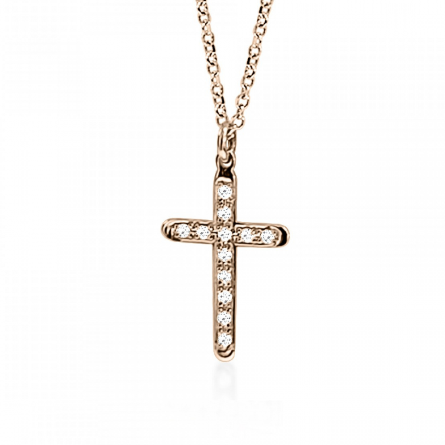 Cross neclace, Κ14 pink gold with diamonds 0.05ct, VS2, H ko5008 NECKLACES Κοσμηματα - chrilia.gr