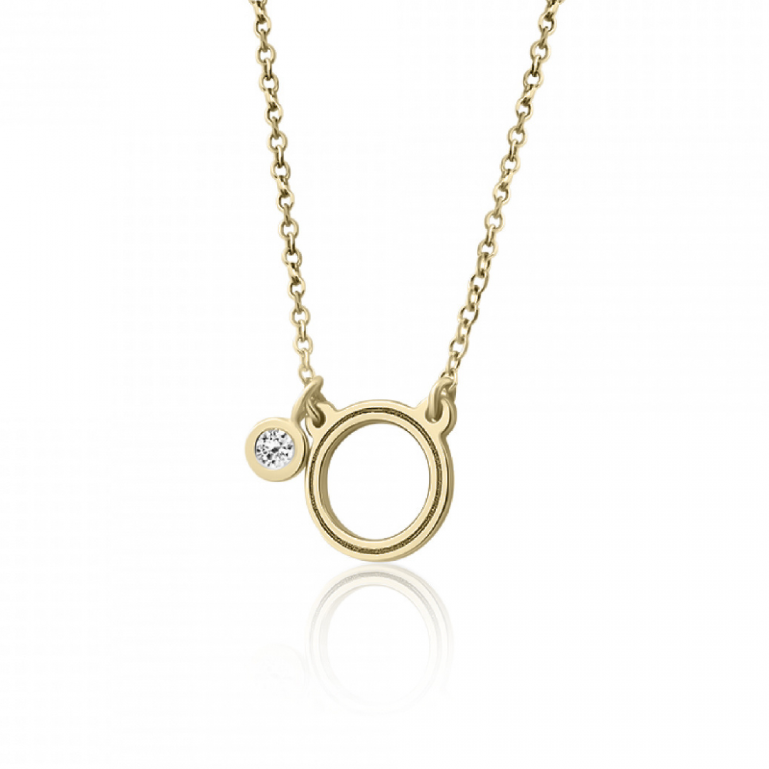 Round necklace, Κ14 gold with diamond 0.02ct, VS2, H ko5292 NECKLACES Κοσμηματα - chrilia.gr