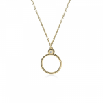 Round necklace, Κ14 gold with diamond 0.01ct, VS2, H ko5301 NECKLACES Κοσμηματα - chrilia.gr