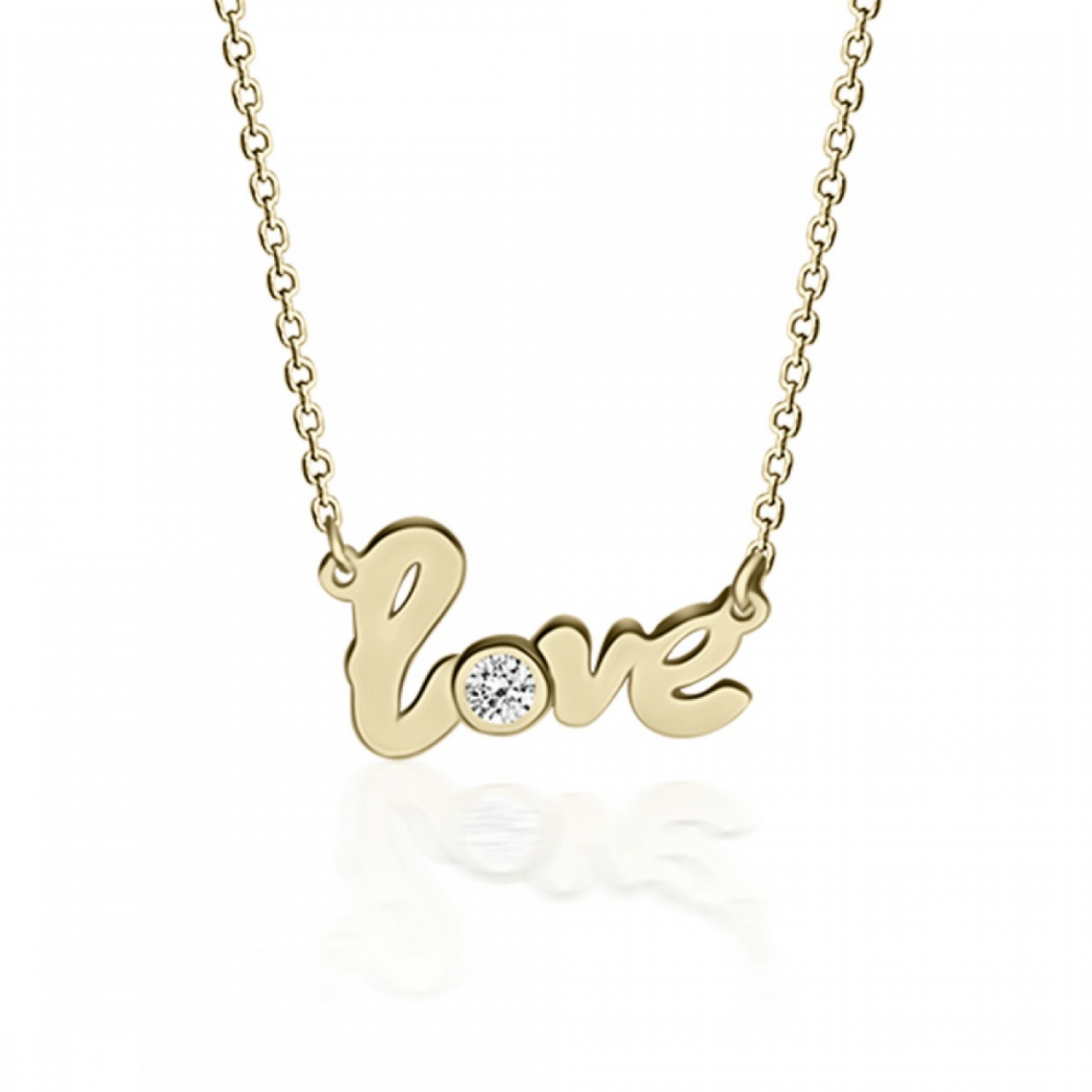 Love necklace, Κ14 gold with diamond 0.02ct, VS2, H ko5305 NECKLACES Κοσμηματα - chrilia.gr