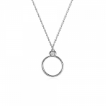 Round necklace, Κ14 white gold with diamond 0.01ct, VS2, H ko5316 NECKLACES Κοσμηματα - chrilia.gr