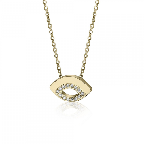 Eye neclace, Κ14 gold with diamonds 0.06ct, VS2, H ko5608 NECKLACES Κοσμηματα - chrilia.gr