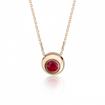 Solitaire necklace, K18 pink gold with ruby 0.15ct, ko5623 NECKLACES Κοσμηματα - chrilia.gr