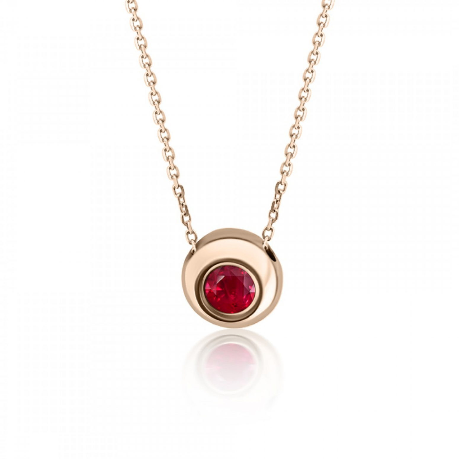 Solitaire necklace, K18 pink gold with ruby 0.15ct, ko5623 NECKLACES Κοσμηματα - chrilia.gr