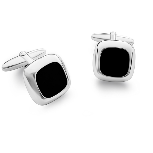 Square cufflinks, Silver with onyx, mk0164 GIFTS Κοσμηματα - chrilia.gr