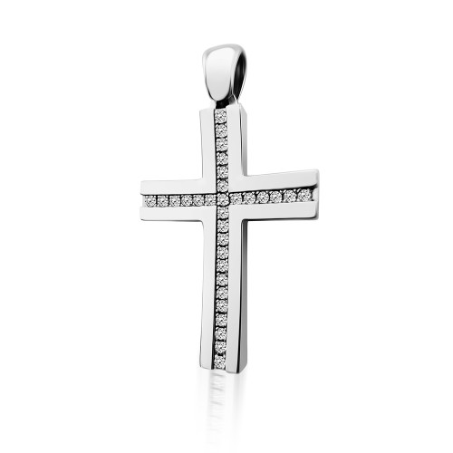 Βαπτιστικός σταυρός Κ14 λευκόχρυσο με ζιργκόν st3983 ΣΤΑΥΡΟΙ Κοσμηματα - chrilia.gr