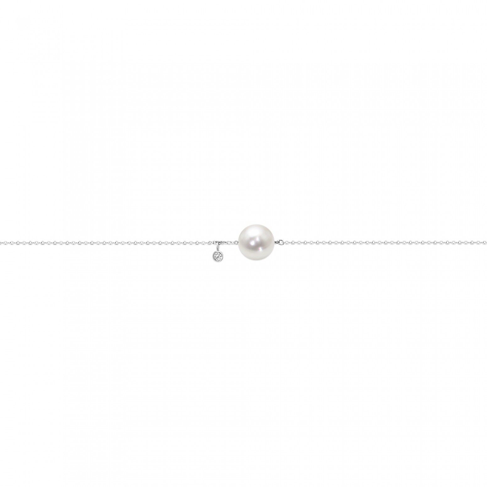 Bracelet Κ14 white gold with pearl and diamond 0.02ct, VS2, H, br2149 BRACELETS Κοσμηματα - chrilia.gr