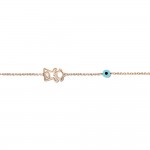 Babies bracelet K14 pink gold with girl, eye and diamond 0.01ct, VS2, H pb0164 BRACELETS Κοσμηματα - chrilia.gr