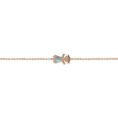 Babies bracelet K14 pink gold with girl and turquoise pb0192 BRACELETS Κοσμηματα - chrilia.gr