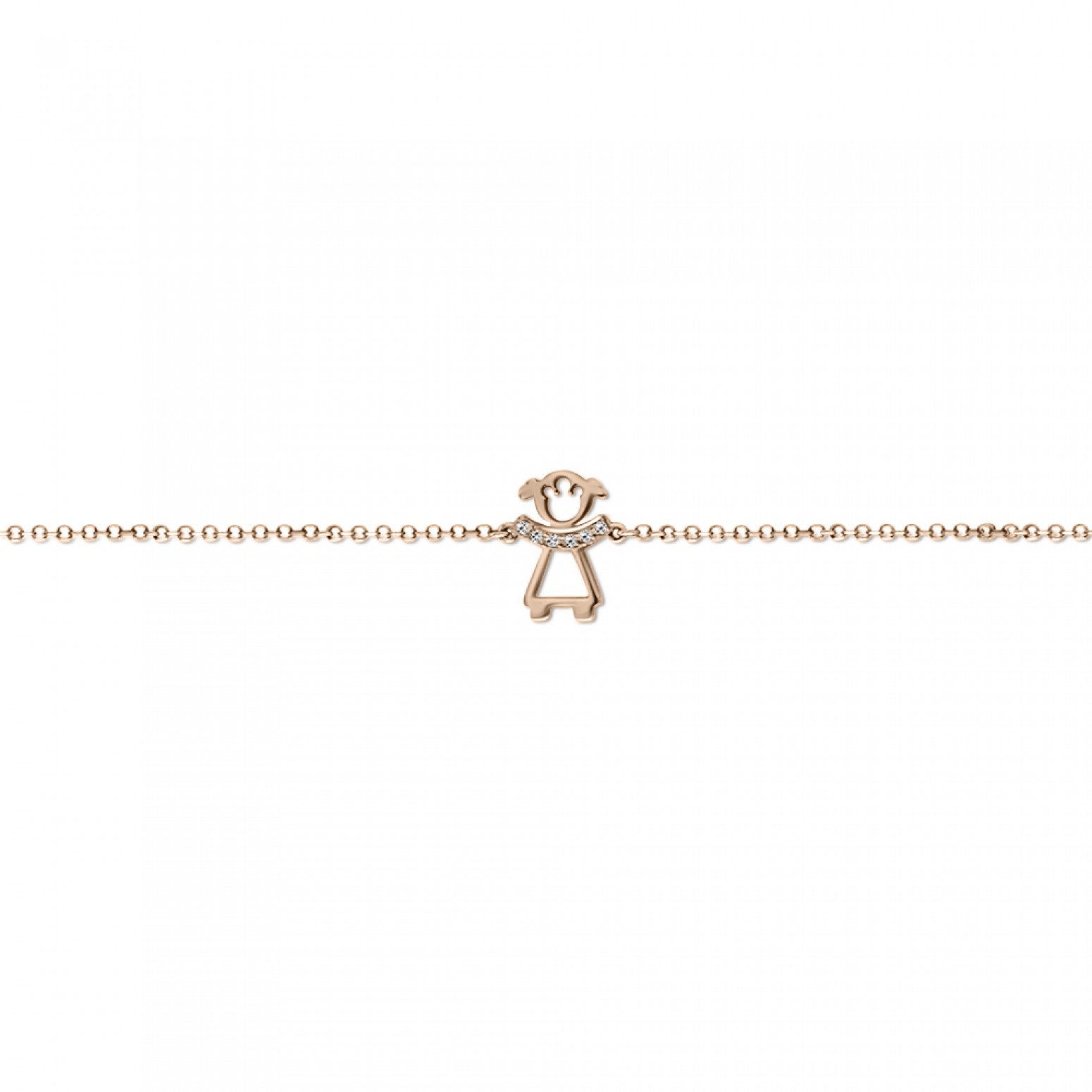 Babies bracelet K14 pink gold with girl and diamonds 0.02ct, VS2, H pb0237 BRACELETS Κοσμηματα - chrilia.gr