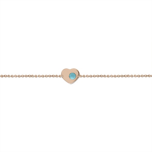 Babies bracelet K14 pink gold with heart and turquoise pb0245 BRACELETS Κοσμηματα - chrilia.gr