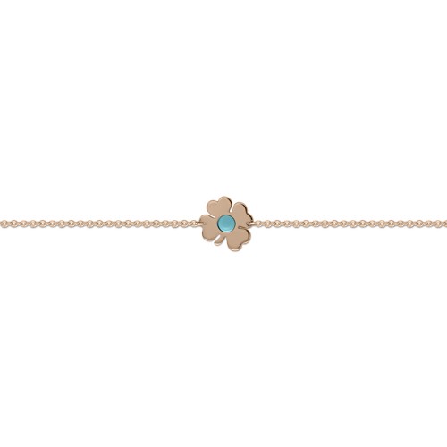 Babies bracelet K14 pink gold with four-leaf clover and turquoise pb0250 BRACELETS Κοσμηματα - chrilia.gr