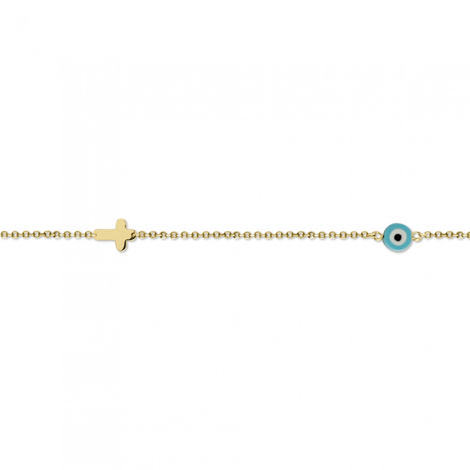 Babies bracelet K14 gold with cross and eye pb0288 BRACELETS Κοσμηματα - chrilia.gr