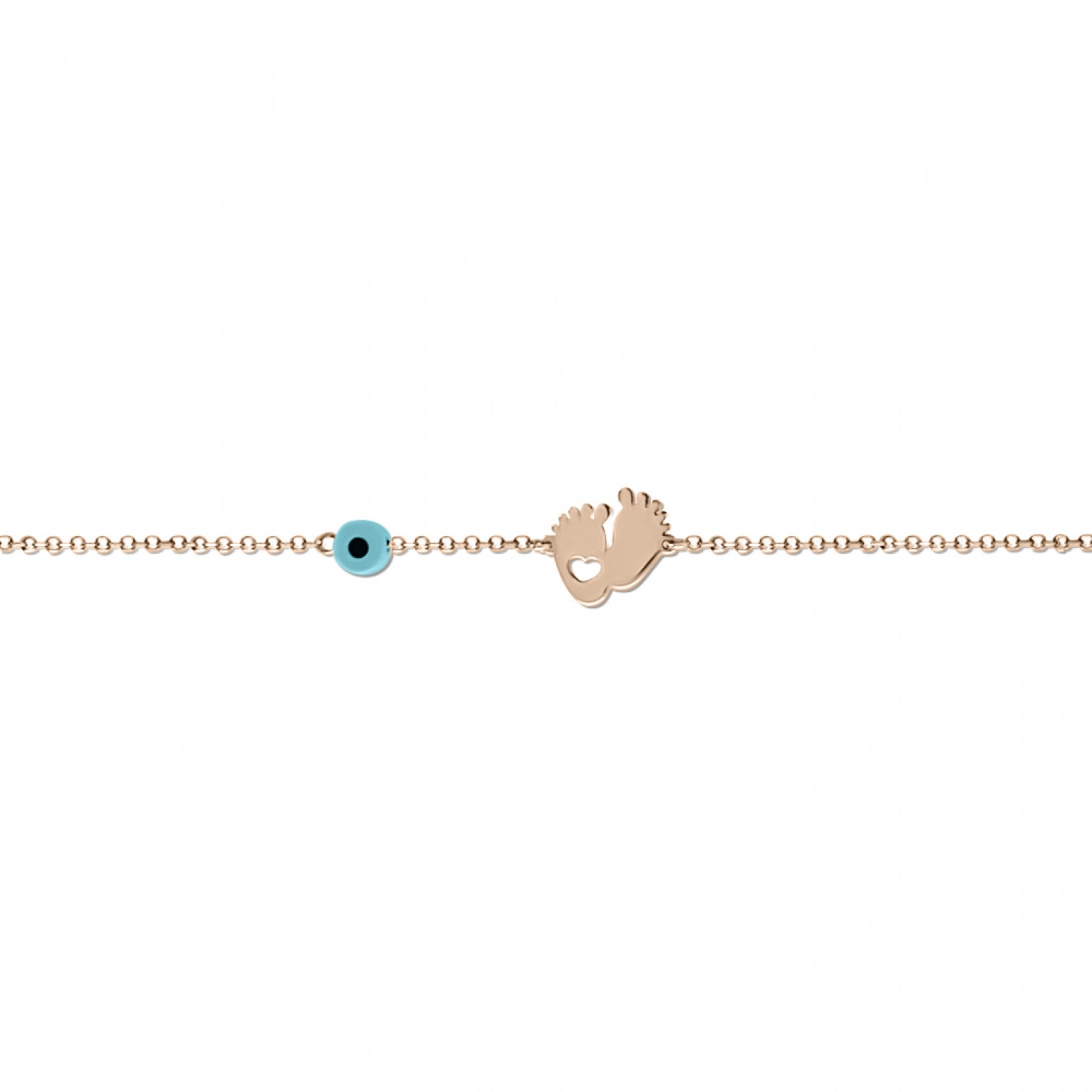 Babies bracelet K14 pink gold with paws and eye pb0351 BRACELETS Κοσμηματα - chrilia.gr